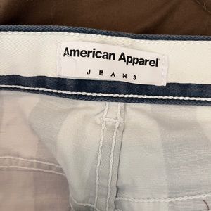 Navy blue and white striped American Apparel high waist shorts